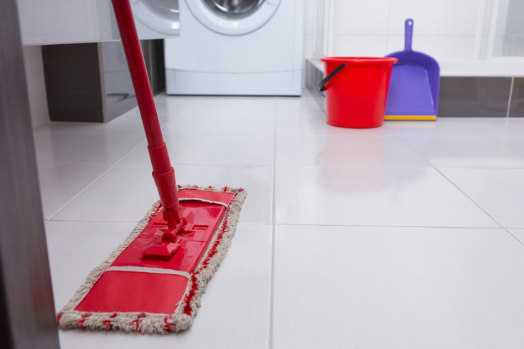 mopping tile floor